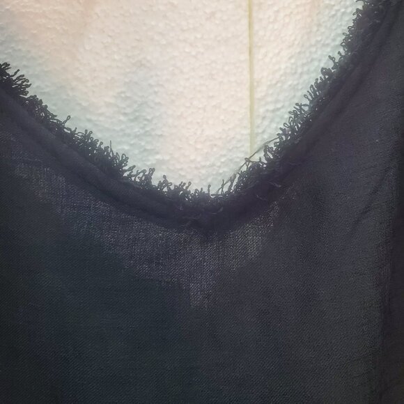 NWT -Medium Doe & Rae Linen Blend Black with Unfinished Edge Jumpsuit - Picture 5 of 11